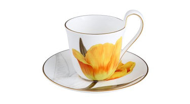 tableware24 Flora, Fine Bone China, Weiß-Orange-Gold im Sale